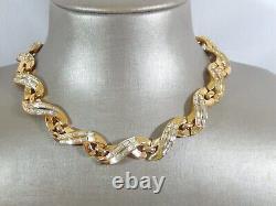 Vtg Trifari Alfred Philippe Baguette Rhinestone 18kgp Ribbon Necklace Rare Htf