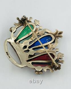 Vtg Trifari Alfred Philippe Sterling Silver Rhinstone Royal Crown Pin Brooch