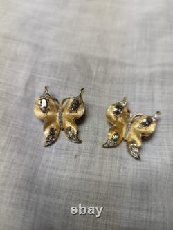 Vtg Trifari Butterfly Brooch Smokey Rhinestones Alfred Philippe 2 MISS STONES
