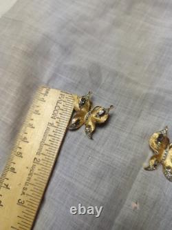 Vtg Trifari Butterfly Brooch Smokey Rhinestones Alfred Philippe 2 MISS STONES