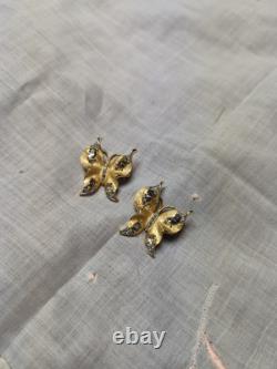 Vtg Trifari Butterfly Brooch Smokey Rhinestones Alfred Philippe 2 MISS STONES