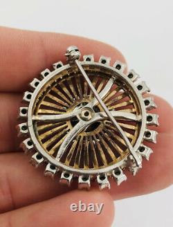 Vtg Trifari Coro Alfred Philippe Sterling Silver Blue Rhinstone Pin Brooch