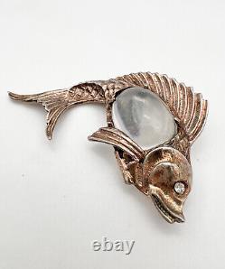 Vtg Trifari Coro Hobe Alfred Philippe Sterling Silver Fish Jelly Belly Brooch 3