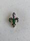 Vtg Trifari Enamel Fleur De Lis Brooch Blue Cabochon Alfred Philippe Blue Green