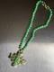 Vtg Trifari Jewels of India Green Glass Bead Maltese Cross Necklace