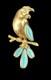 Vtg Trifari Petalette Bird Parrot Powder Blue Glass Gold Plated Philippe Brooch