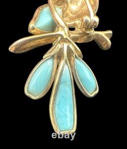Vtg Trifari Petalette Bird Parrot Powder Blue Glass Gold Plated Philippe Brooch