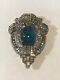 Vtg Trifari Philippe Shield Sim. Star Sapphire Rhinestones Fur Dress Clip READ