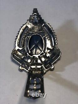 Vtg Trifari Philippe Shield Sim. Star Sapphire Rhinestones Fur Dress Clip READ