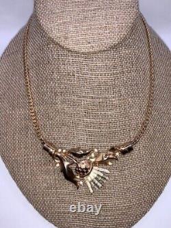 Vtg Unsigned 50s Alfred Philippe Scottish Thistle Baguette Rhinestone Necklace