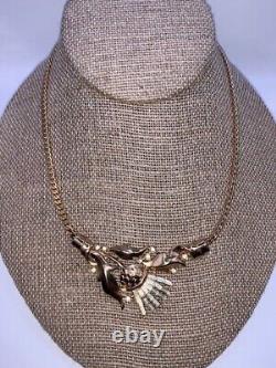 Vtg Unsigned 50s Alfred Philippe Scottish Thistle Baguette Rhinestone Necklace