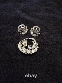 Vtg signed Crown Trifari Alfred Philippe Promenade brooch. 1952 and earrings